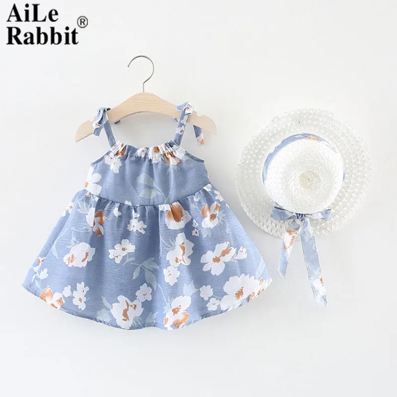 Платье для девочки AiLe Rabbit 2018 праздничное платье детская одежда цветочный ремешок