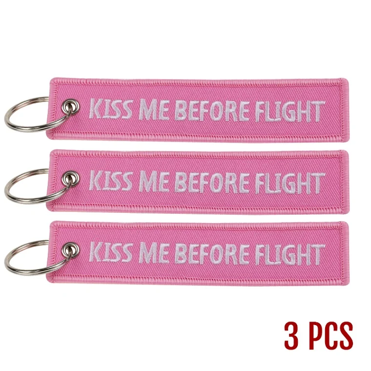 Pink Kiss Me Мода брелок кольцо брелок Авиатор летной экипаж Ключевые цепочки ювелирные изделия вышивка пилот брелок кольцо авиация подарок держатель ключа бижутерия 3 шт./лот - Цвет: Pink Kiss Me