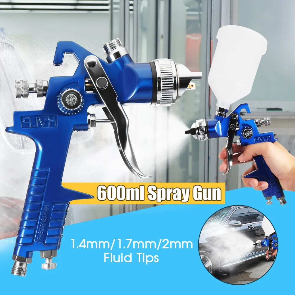 

New High Quality 1.4/1.7/2.0mm Nozzle 600ML HVLP Professional Spray Gun Air Spray Paint Guns For Car Repair Tool Painting Kit
