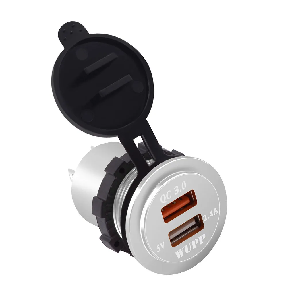 QC 3.0 Dual USB Charger Socket Voltmeter Quick Charge 3.0 Wire Waterproof for Car Motorcycle Mobile Phone Charger Fast QC#Y8