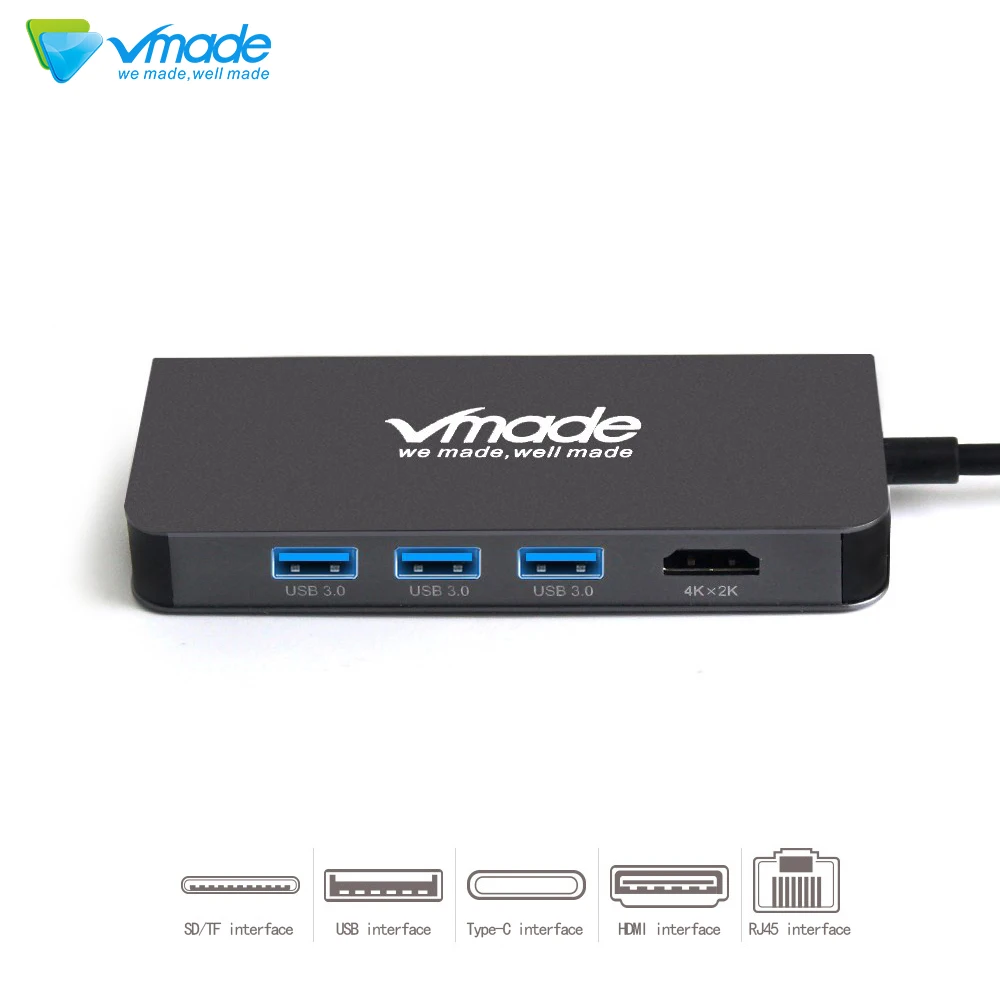 Vmade PD Быстрая зарядка соглашение Thunderbolt 3 адаптер для Apple MacBook Galaxy huawei Matebook Pro type-C USB 3,0 концентратор