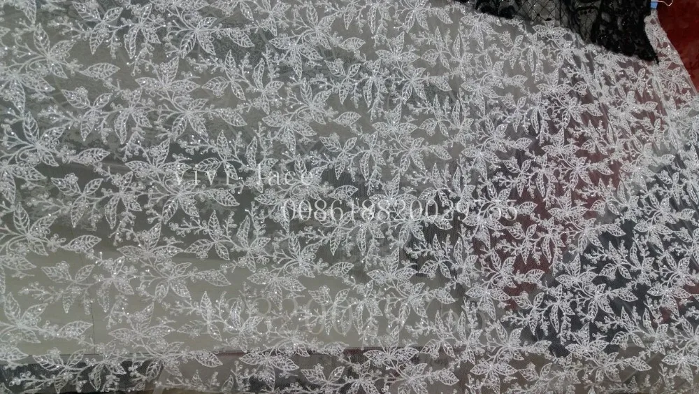 5 ярдов полностью белые бусины в форме листьев вышивка блестками французское