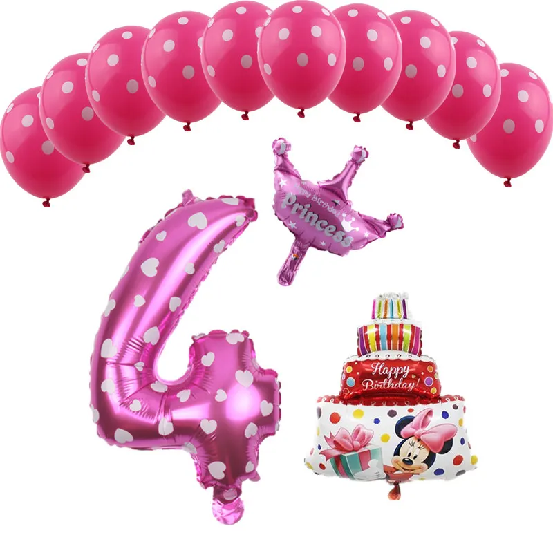 TSZWJ X-154 New 13pcs/lot Mickey Minnie Numbers 1 2 3 4 5 Birthday Balloon Set Children's Day Party Decoration Balloons | Дом и сад