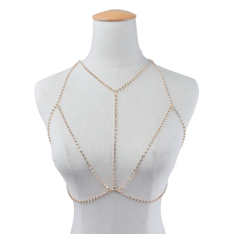 Летнее бикини цепь для тела сексуальное пляжное ожерелье полная цепочка стразы