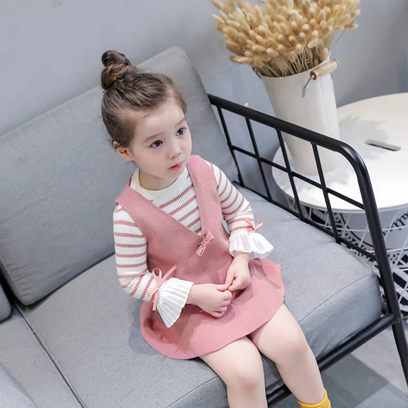 Комплект одежды из 2 предметов для маленьких девочек 2018 футболка в полоску с