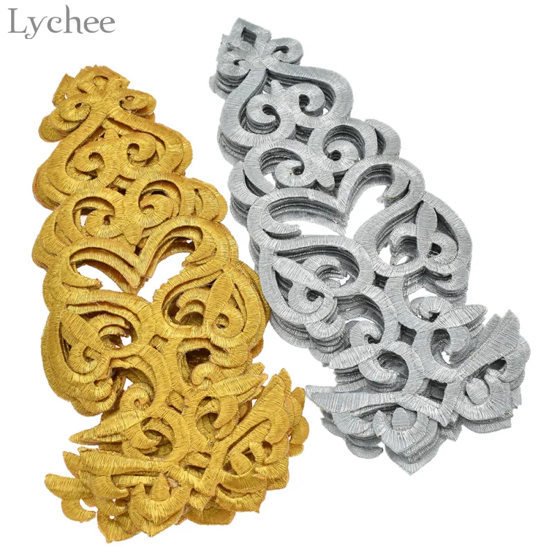 Lychee Life 10 шт. золотые вышитые кружевные нашивки на Костюм Аппликация Лента