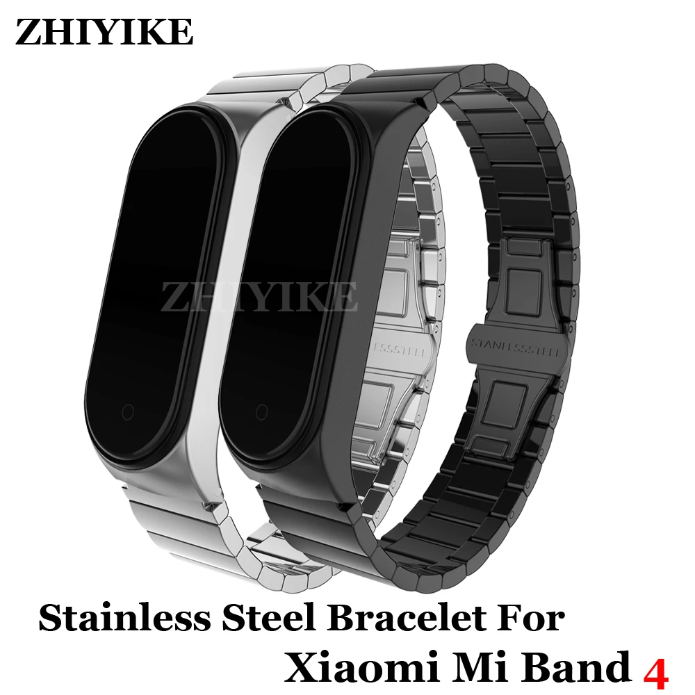 Wrist Band Bracelet Strap for Xiaomi Mi Band 4 3 Metal Bamboo Style Strap Stainless Steel MiBand 4 Wrist Band Screwless Belt