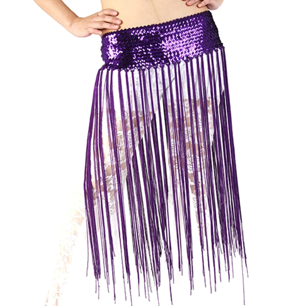 

Dancing Costume Oriental Belly Dance Hip Skirt Scarf Wrap Sequins Fringe Tassel 5 colors