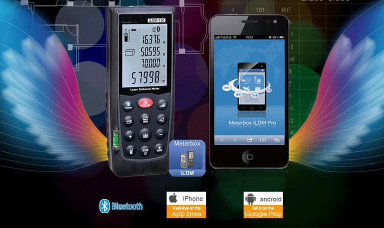 IP54 Водонепроницаемый ILDM-150 70 м лазерный измеритель расстояния с Bluetooth точка к точка дальномерный лазер Лента измеритель расстояния