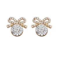 free shipping classic korean crystal bow stud earrings explosion models