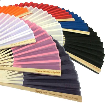 Бамбуковый вентилятор с полиэстеровой тканью Свадебный держатель для подарка на