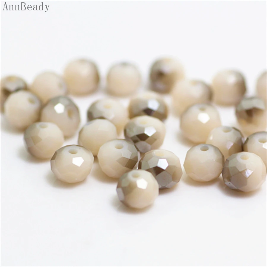 AnnBeady однотонные тендер серый 4 цвета x6mm, 50 шт в наборе, камушки-бусинки Rondelle, австрийский кристалл, с украшением в виде кристаллов Стекло бусины Свободные Spacer Бусины для изготовления ювелирных изделий