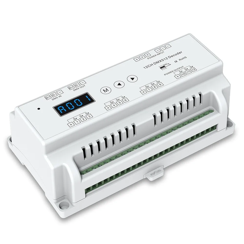 

10piece 12 Channel CVDMX512 Decoder;DC5-36V input;5A*12CH output with display for setting dmx address