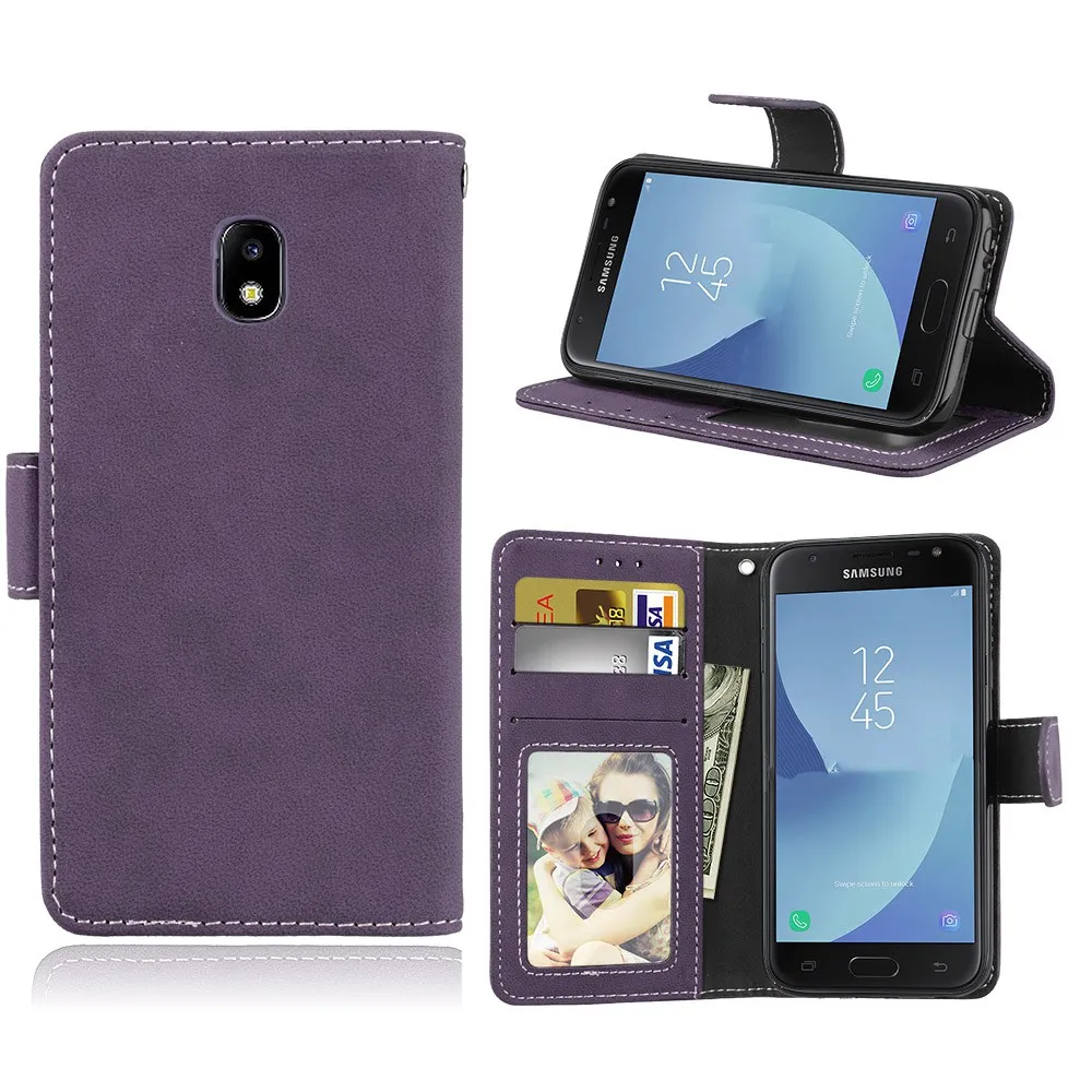 Phone Case For Samsung J3 2017 J330F phone shell Cover Retro Scrub Holster PU Flip Wallet Leather | Мобильные телефоны и