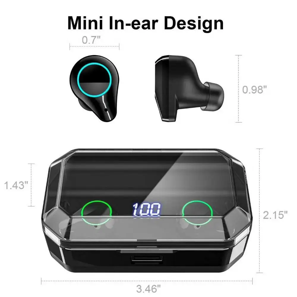 T9 LED дисплей сенсорный Bluetooth наушники 7000MA банк питания беспроводные игра в ухо