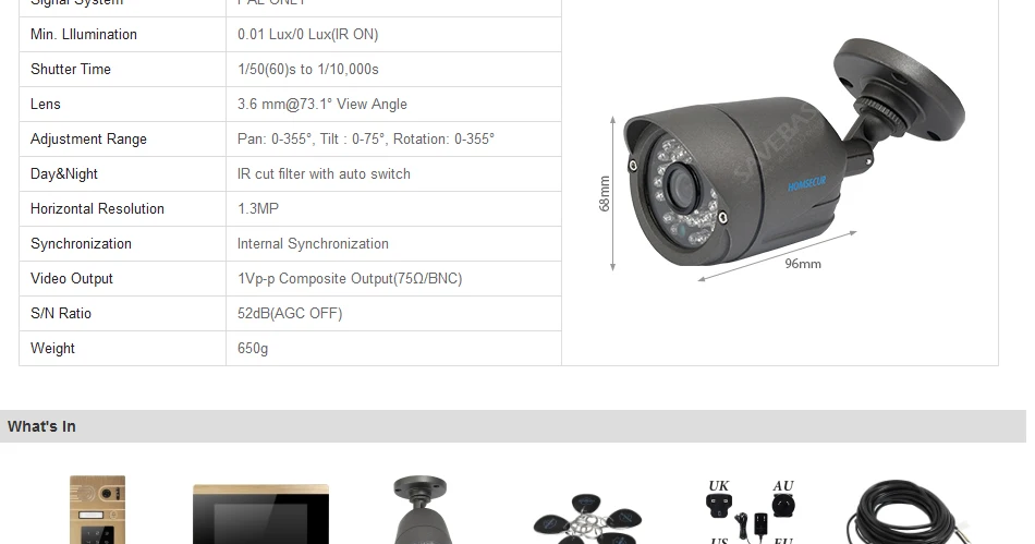 HOMSECUR " AHD видео и аудио домашняя Интерком RFID карта доступа CCTV камера в комплекте для домашней безопасности BC071HD-G+ BM715HD-G