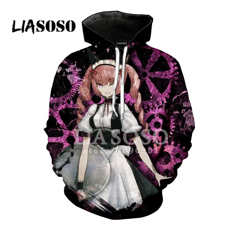 LIASOSO аниме Stein Gate Makise Kurisu Shiina Mayuri милые толстовки унисекс с капюшоном и 3D принтом