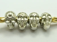 100 silver colour tone metallic acrylic skull big hole beads 12x7mm