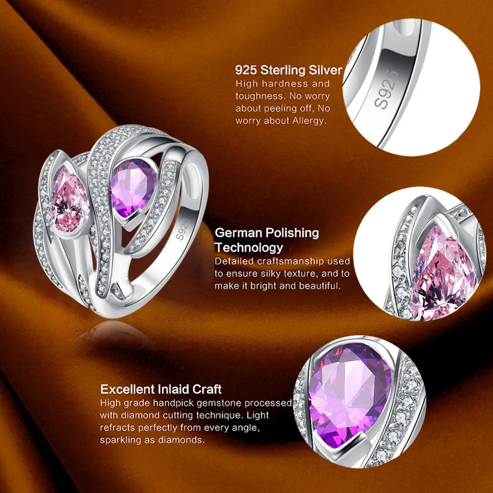 Jrose 2.8ct роскошное ювелирное изделие в стиле ретро 100% Стерлинговое Серебро 925 пробы