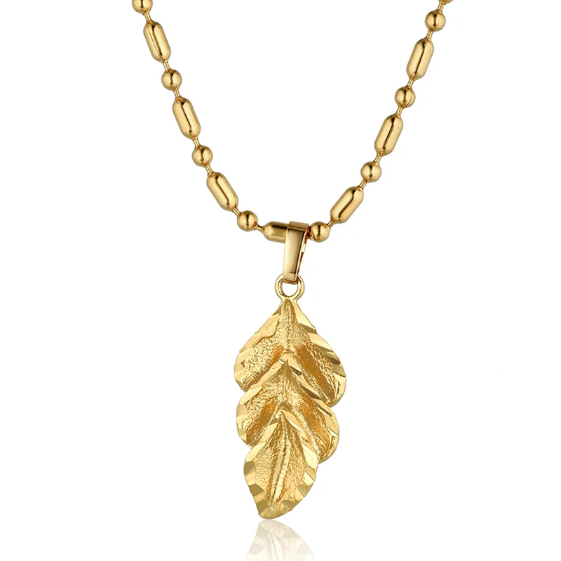 

Small Leaf Necklaces for Women/Girls Gold Silver Color Femme Pendant Bead Chain Simple Jewelry Gift