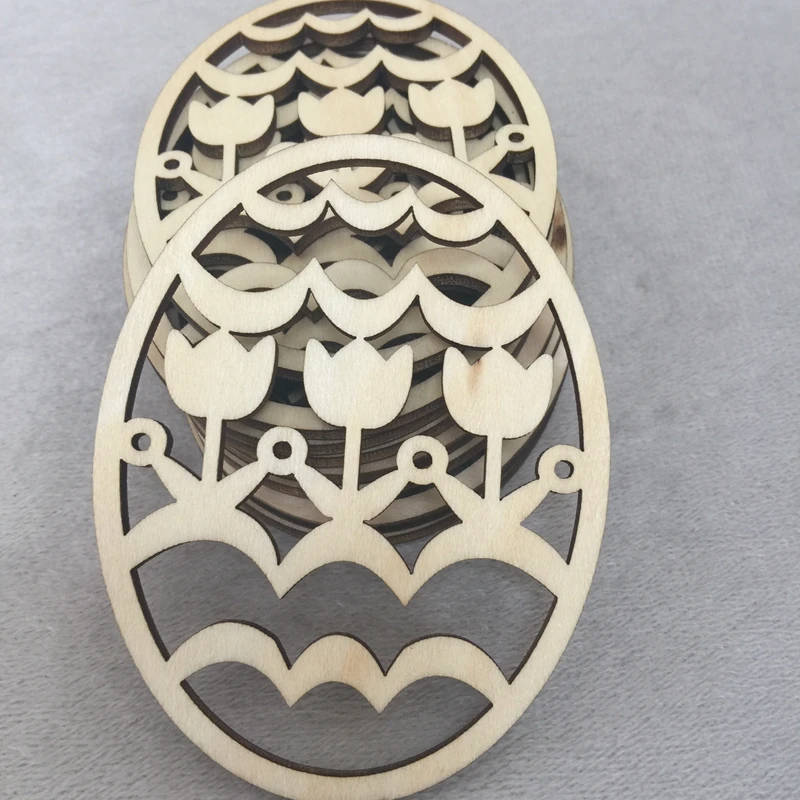 

50 pcs Personalized Easter Tree Ornament Custom Easter Bauble Happy Easter Decoration Custom egg Personalised Wood Egg