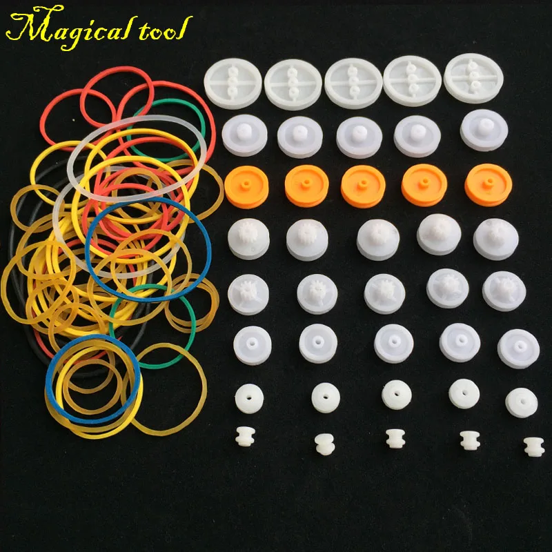 Набор пластиковых колесных комплектов сделай сам 40 шт. шкив с ремнем Резиновая