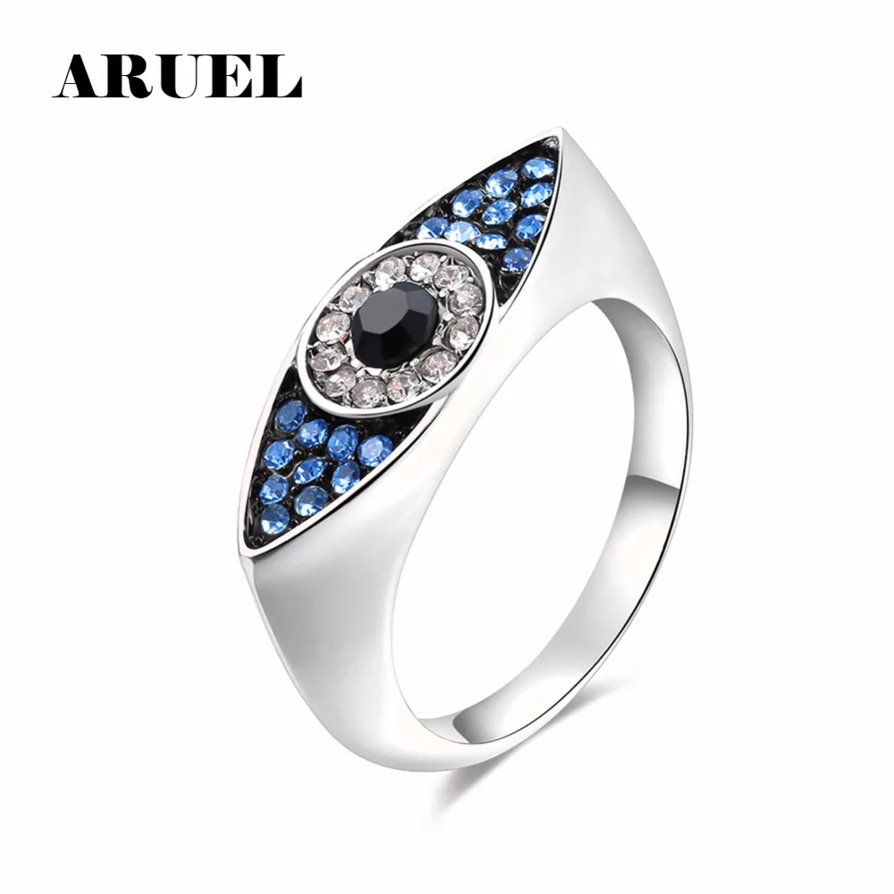 ARUEL, ослепительные синие кольца со злобными глазами для женщин, вечерние, модные, свадебные, для девушек, влюбленных, bague femme, классическое ювелирное серебряное кольцо