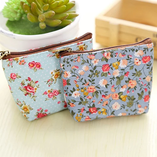 Women Flower Printed Wallet Card Holder Coin Purse Portable Mini Zipper Bag | Багаж и сумки