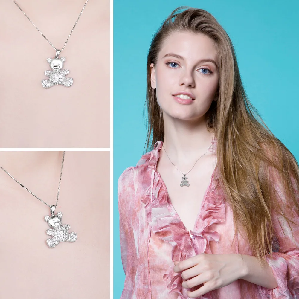 Белый Лена медведь микро проложить 1.1ct кубического циркония 925 пробы серебряный
