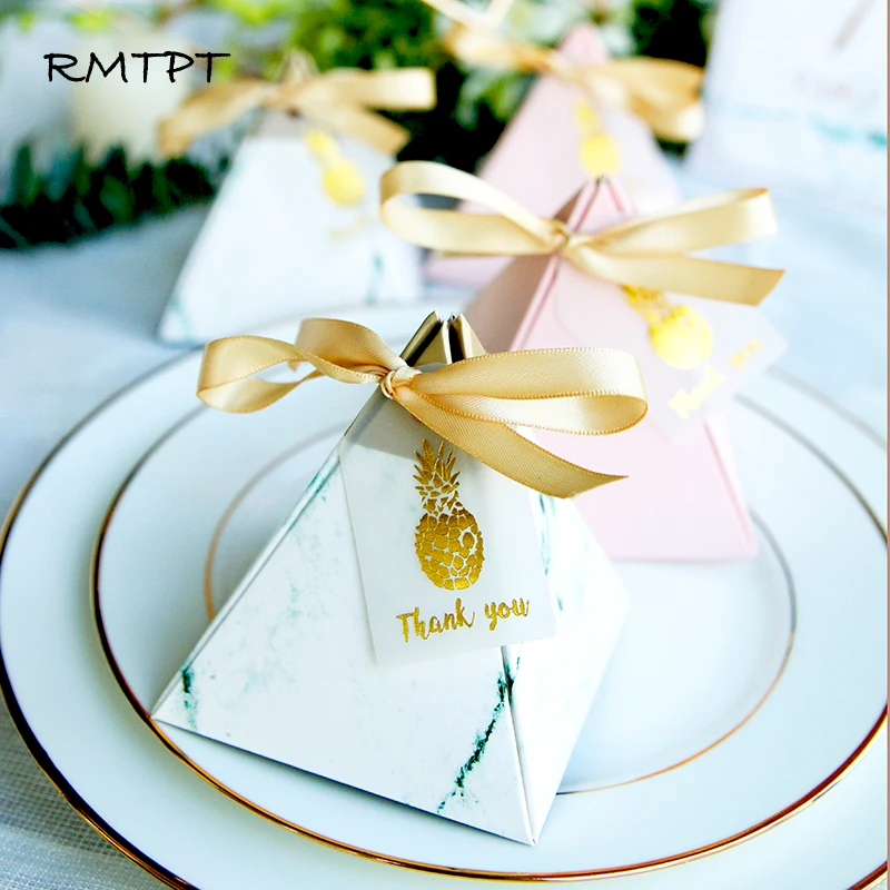 RMTPT 100 шт./лот, высокое качество, треугольная коробка для конфет в стиле пирамиды, свадебные сувениры, вечерние бумажные подарочные коробки