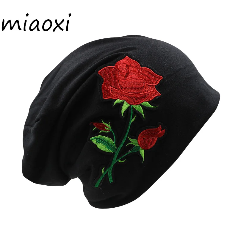[Miaoxi] хорошая, женские шапочки, модная Цветочная Роза, шапка для девочки, Красивая весенняя зимняя шапочка, женские хлопковые шапочки