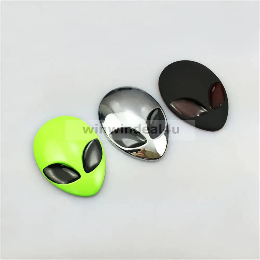 Металлическая Автомобильная Наклейка 3D Alien ET Head UFO автомобильные Значки для