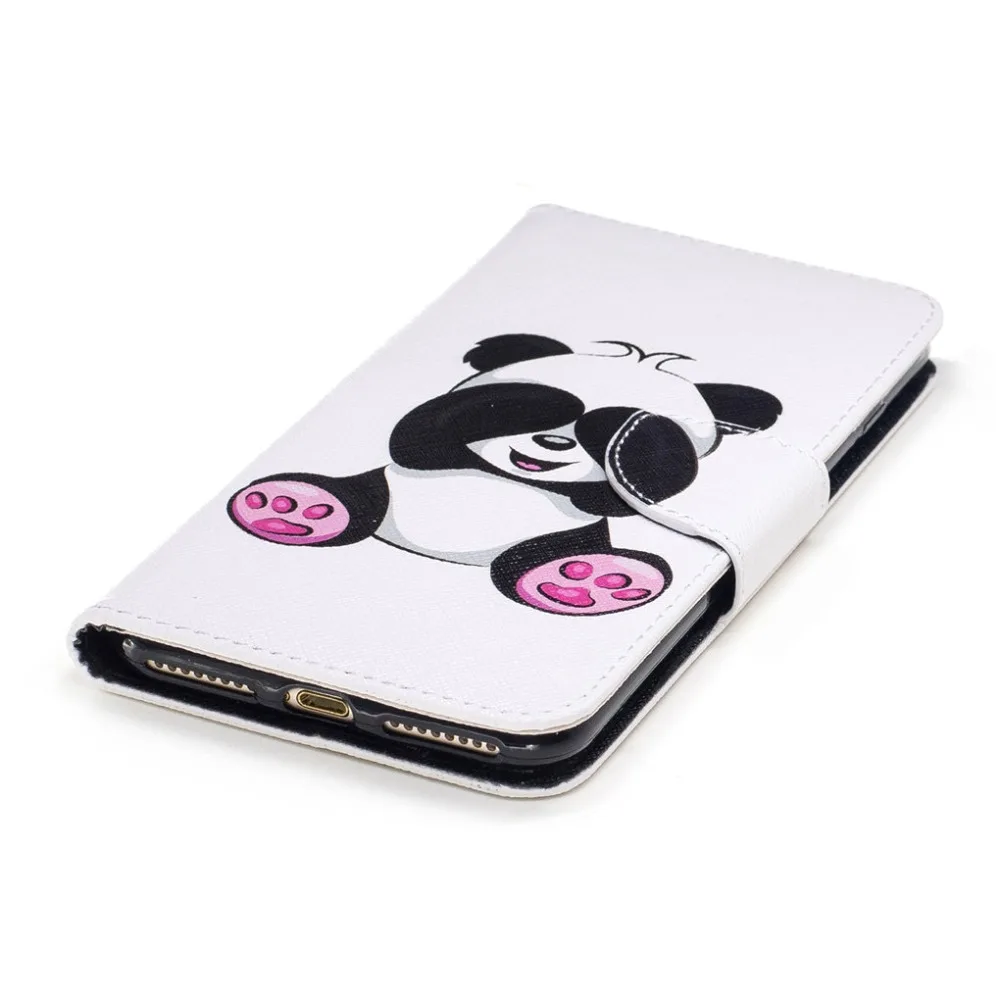 SATURCASE Cute Panda PU Leather Flip Wallet Card Slots Support Case Cover for Apple iPhone 5 5S SE 6 6S 7 8 Plus X XS XR Max | Мобильные