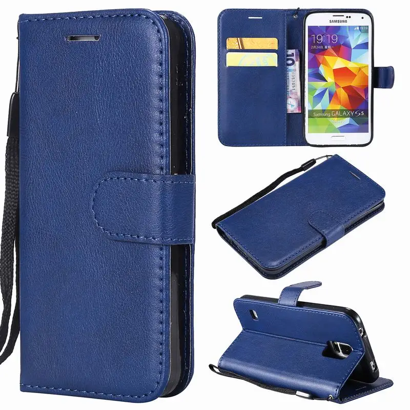 Для samsung Galaxy S5 Neo чехол Флип кожаный кошелек+ Силиконовый мягкий чехол для Coque samsung Galaxy S5 Чехол для телефона Роскошный чехол - Цвет: Синий