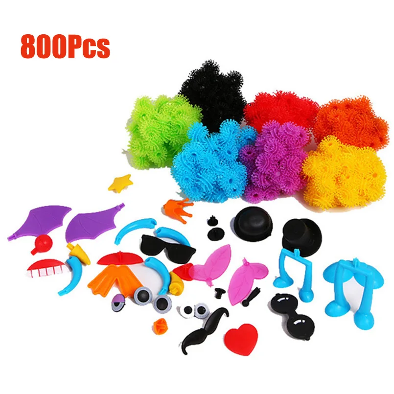 800pcs 400/800 шт колючий шар сборка "сделай сам" игрушки магия фугу мяч Дети творческие строительные блоки, развивающие игрушки ручной работы - Цвет: 800pcs