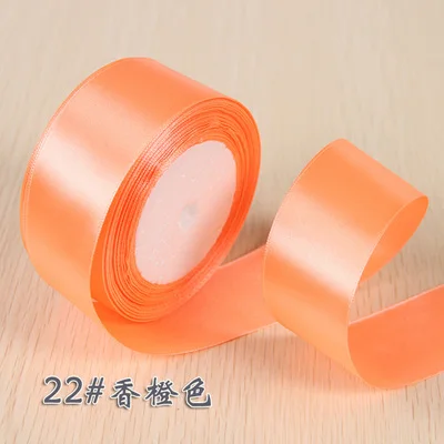 Bright Orange 25 ярдов 22M шелковой атласной лентой 6/10/15/20/25/40/50 мм одной ленты Свадебная вечеринка платье с цветами на Рождество деко Подарки DIY Швейные Ткань - Цвет: Bright Orange