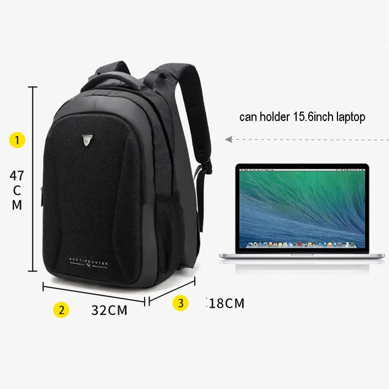 ARCTIC HUNTER, 15,6 дюймов, водонепроницаемая, USB, для ноутбука, мужская сумка, спортивная, для путешествий, с подогревом, мужской рюкзак для ноутбука, для мальчиков, школьный ранец