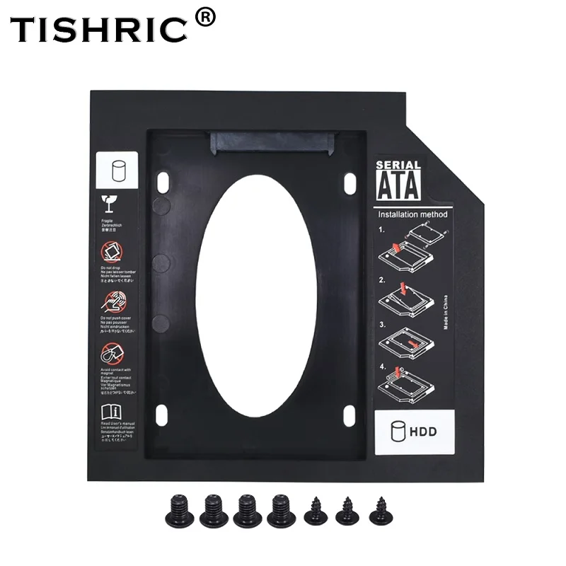 Plastic TISHRIC Универсальный 2nd HDD/SSD/DVD Caddy 12,7 мм SATA 3,0 2,5 жесткий диск Caddy адаптер DVD SSD для ноутбука Оптический отсек HDD Чехол - Цвет: Plastic