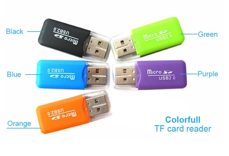 Портативный Красочный высокоскоростной USB 2 0 Micro SD T flash TF кардридер адаптер для