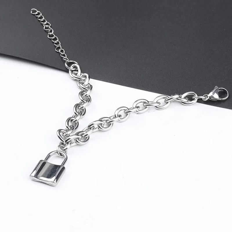 Браслет в стиле хип хоп Женский Цветной висячий замок из нержавеющей