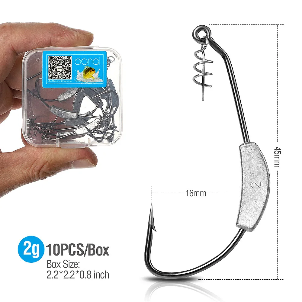 2g 10pcs DONQL 10 шт./компл. Lead Jig Head бронзовых морских рыболовных крючков 2g-7g широкая заводная рукоятка Смещение крючки для мягкие приманки рыболовные снасти набор - Цвет: 2g 10pcs