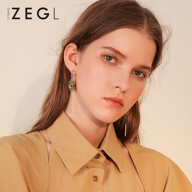 Женские серьги подвески ZEGL длинные с кисточками|Серьги-подвески| |