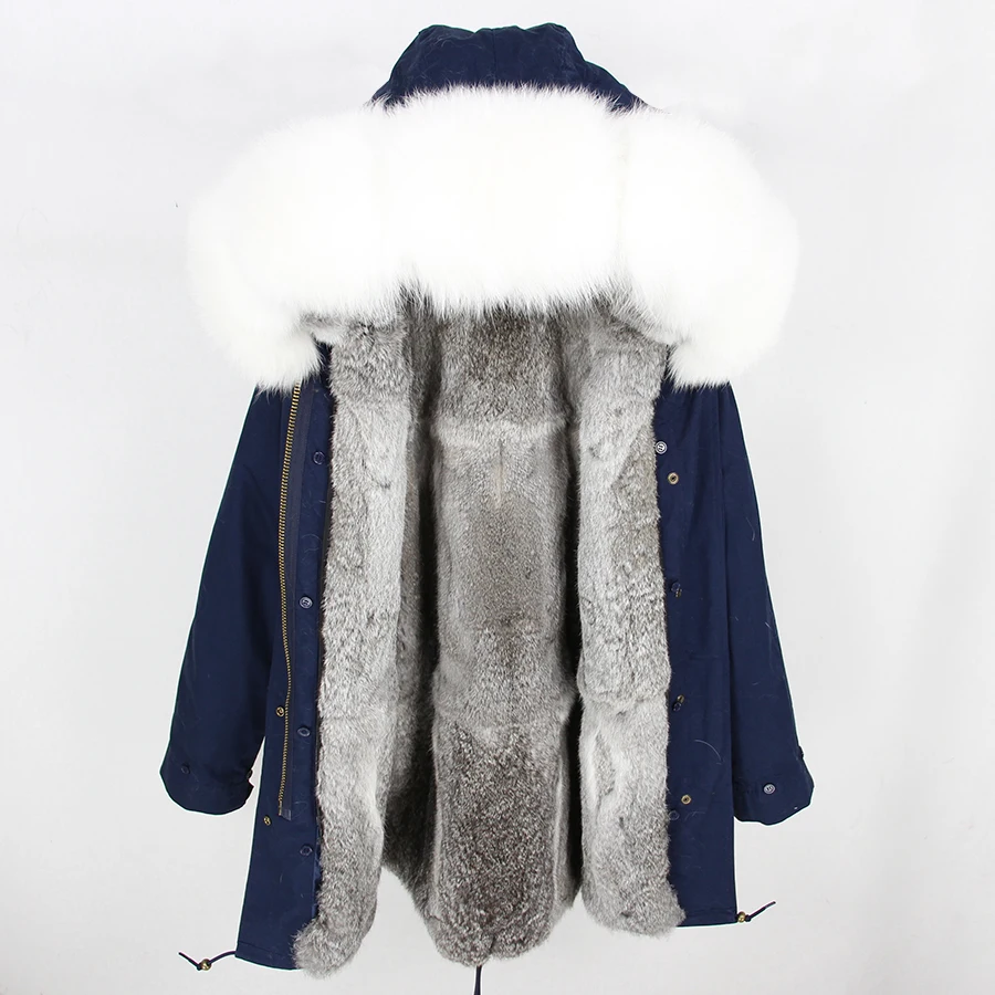12 OFTBUY, новинка, зимняя куртка, Женская длинная парка, воротник из белого лисьего меха, капюшон, толстая, теплая, подкладка из меха кролика, верхняя одежда, уличная одежда, новинка - Цвет: 12