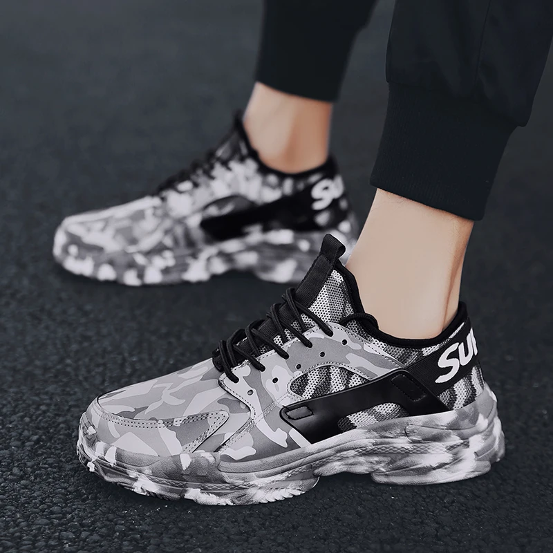 YIKUYUBO Men Shoes 2019 Adult Breathable Comfort Sneakers Camouflage Non-Slip Casual Running Plus Size 47 | Обувь
