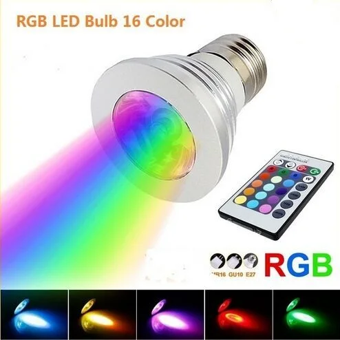 

Lowest price 4W LED RGB spotlight E27 E14 GU10 MR16 24key remote control dimmable led bulb lamp fashion design