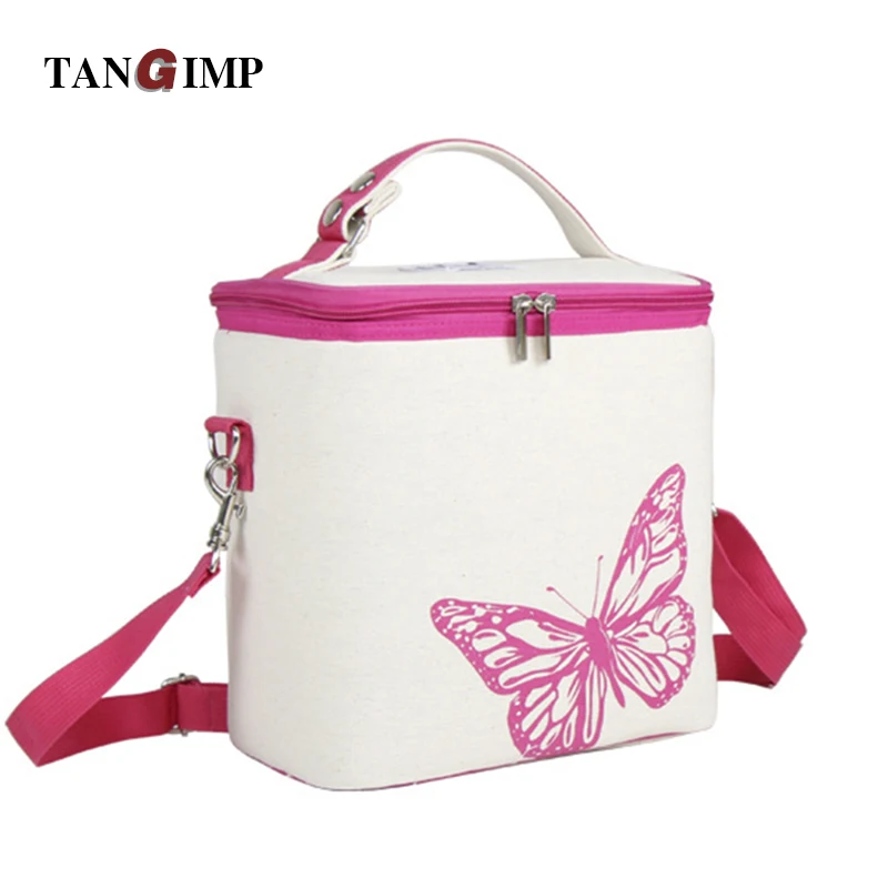 TANGIMP портативный изолированный хлопковый льняной ланч мешок бабочка сохраняющая