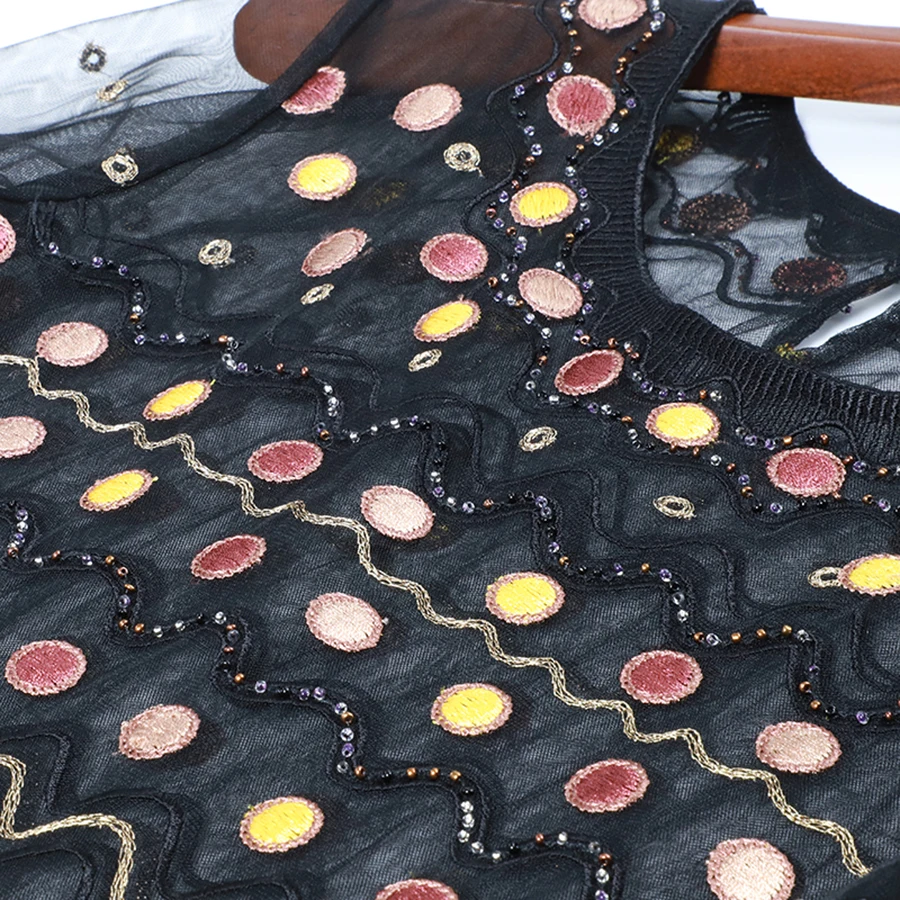 AELESEEN Роскошные длинное платье 2019 новые летние модные женские туфли точек сетки