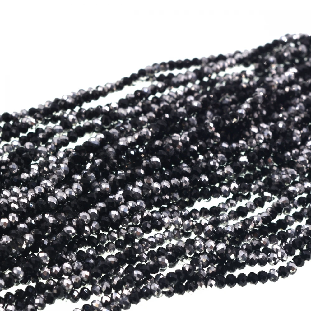 

10pcs 4mm Black/Silver crystal beads Black silver mix full strand