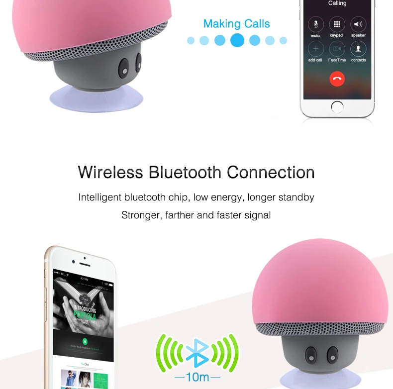 Беспроводной мини Bluetooth динамик Портативный Гриб водонепроницаемый стерео Bluetooth динамик с микрофоном для мобильного телефона компьютера