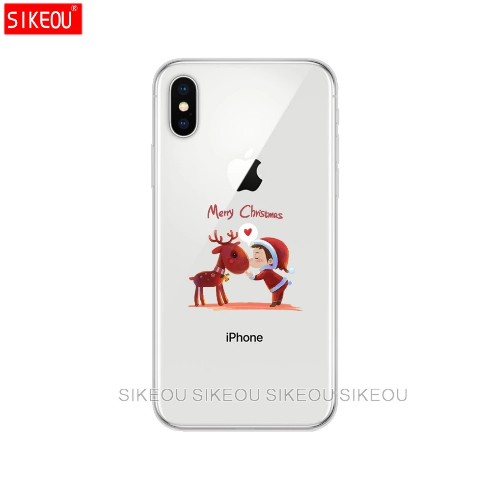 Силиконовый чехол для iphone X 11 pro MAX xs max задняя крышка SE 2020 подарок с рождественским